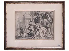 Silenus drunk by Michel Natalis, Bulino engraving taken from a drawing by Romanelli Giovanni Francesco (1610-1662), offered Jul 2025