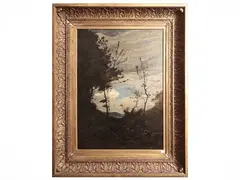 Landscape by Henri Harpignies, oil on canvas, offered Jul 2025