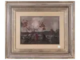 Pietro Annigoni, Meeting between Dante and Virgilio, oil on paper laid on panel