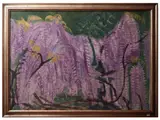 Elisabeth Chaplin, Landscape with wisteria, Oil on tablet