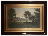 Luigi Gioli, Country landscape with figure, oil on paper applied on canvas