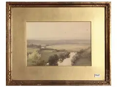 Ernest Albert Chadwick, River landscape, watercolour on paper
