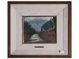 Antonio Mario Aspettati, View of a street, Oil on Tealated cardboard