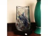 Angelo Rinaldi, Transparent blown glass vase with multicolored inclusions, Murano, On the basis