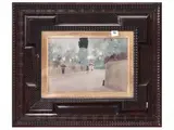 Alfredo Bonciani, Strada glimpse with 1926 passersby, oil on tablet