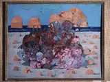 Antonio Possenti, Una spiaggia, oil on tablet