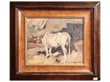 Carlo Domenici, Stable interior, Oil on Faesite