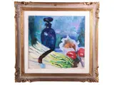 Edoardo Gordigiani, Death nature with asparagus, 1950s, Oils on coathboard