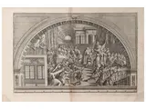 Pope Leo III crowns Charlemagne (from Raffaello's fresco) by Francesco Faraone Aquila, Double page etching, offered Jun 2025