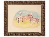 Giuseppe Cesetti, Horses, watercolour on paper