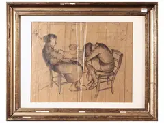 Arturo Cavicchini, Figures, pencil sketch on paper