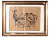 Arturo Cavicchini, Figures, pencil sketch on paper
