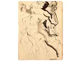 Marino Mazzacurati, Female nudes, Mixed technique on paper