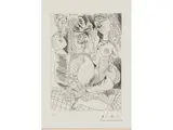Pablo Picasso, Man holding a glass in the company of a naked lover (1971), Ocquforce