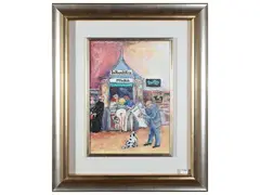 Edicola di periferia by Walter Piacesi, oil on table, offered Apr 2025