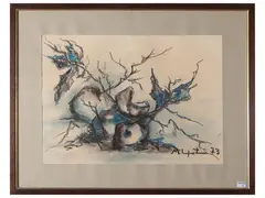 Trees 1972 - Rovi 1973 by Mariano Imperatori, Two mixed techniques on paper, offered Apr 2025