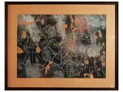 Julián Pacheco, Abstract 1965, Mixed technique on cardboard