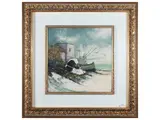 Mario Lupo, Woman sitting on the beach 1978, Mixed technique on canvas