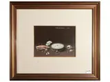Piero Antonelli, Dead nature with clock 1970, Oil on Faesite