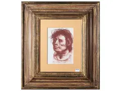 Face study by Pietro Annigoni, blood on paper, offered Apr 2025