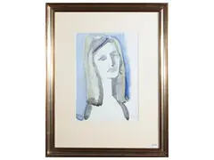 Female portrait by Arnoldo Ciarrocchi, watercolor on paper, offered Apr 2025