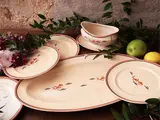 Served by fish in Terraglia, Richard Ginori San Cristoforo 1935 by Gio Ponti, consisting of six dishes, offered Apr 2025