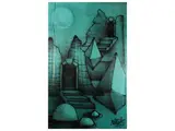 Ninjaz, Landscape, Mixed technique on wooden panel