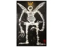 Angelic figure by Exit Enter, Mixed technique on canvas, offered Apr 2025