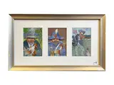 Roberto Fontirossi, Personages, Collection of nine small oil paintings on textured cardboard