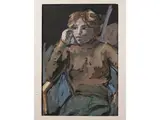 Seated woman by Enzo Faraoni, oil on cardboard, offered Apr 2025