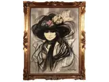 Fausto Maria Liberatore, Portrait of a woman with hat, oil on canvas