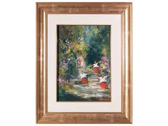 La vecchia fontanella by Norberto Martini, oil on table, offered Apr 2025