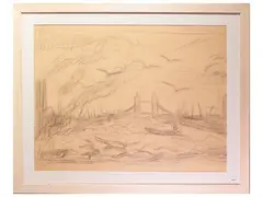 London by Elisabeth Chaplin, Charcoal on paper, offered Apr 2025