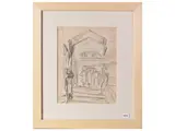 Elisabeth Chaplin, Strada glimpse with figures 1927, pencil on paper