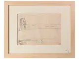 Elisabeth Chaplin, Marine view study with characters, pencil on paper