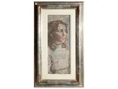 Portrait of Woman 1981 by Enzo Faraoni, oil on table, offered Apr 2025