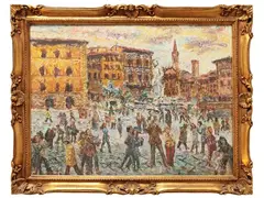 Piazza della Signoria by Guido Borgianni, oil on canvas, offered Apr 2025