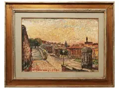 Florence 1970 by Guido Borgianni, oil on canvas, offered Apr 2025