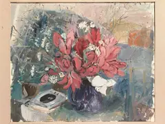 Composition with flowers and objects 1978 by Bruno Paoli, oil on canvas, offered Apr 2025
