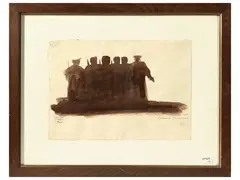 Study of shadows and flower pot by Luciano Guarnieri, three watercolors on paper, offered Apr 2025