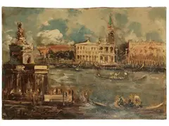 Emanuele Cappello, Large canal, oil on canvas
