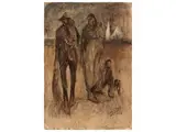 Lorenzo Viani, Family portrait in a sea landscape, 1930s
