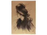 Giovanni Boldini, Portrait of a woman with hat, charcoal on paper