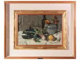 Still life by Ludovico Tommasi, oil on cardboard, offered Apr 2025