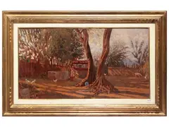 Giorgio Kienerk, Old olive tree (Fauglia), oil on tablet