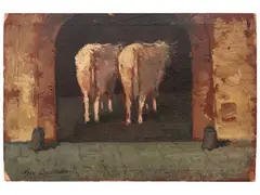 Giovanni Bartolena, Cows 1920, oil on cardboard