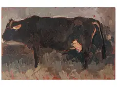 Giovanni March, Cow, oil on tablet