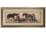 Basso Ragni, Characters and horses, oil on chipboard panel