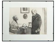 Elderly people by Enrico Sacchetti, charcoal on paper, offered Apr 2025
