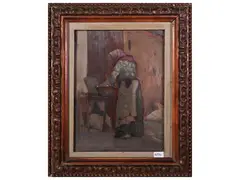 Peasant with two hens by Giovanni March, Oil on panel, offered Apr 2025